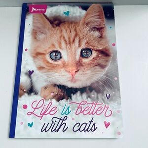 Cat-Themed Notebook with Orange and White Cover